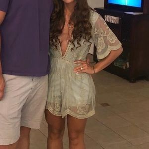 Small Sage Lace Romper